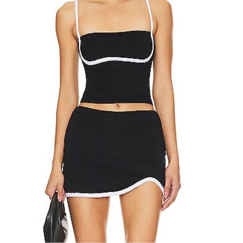 Nia The Brand Serena Skort Black mini skirt terry cloth shorts Revolve M - Picture 2 of 10